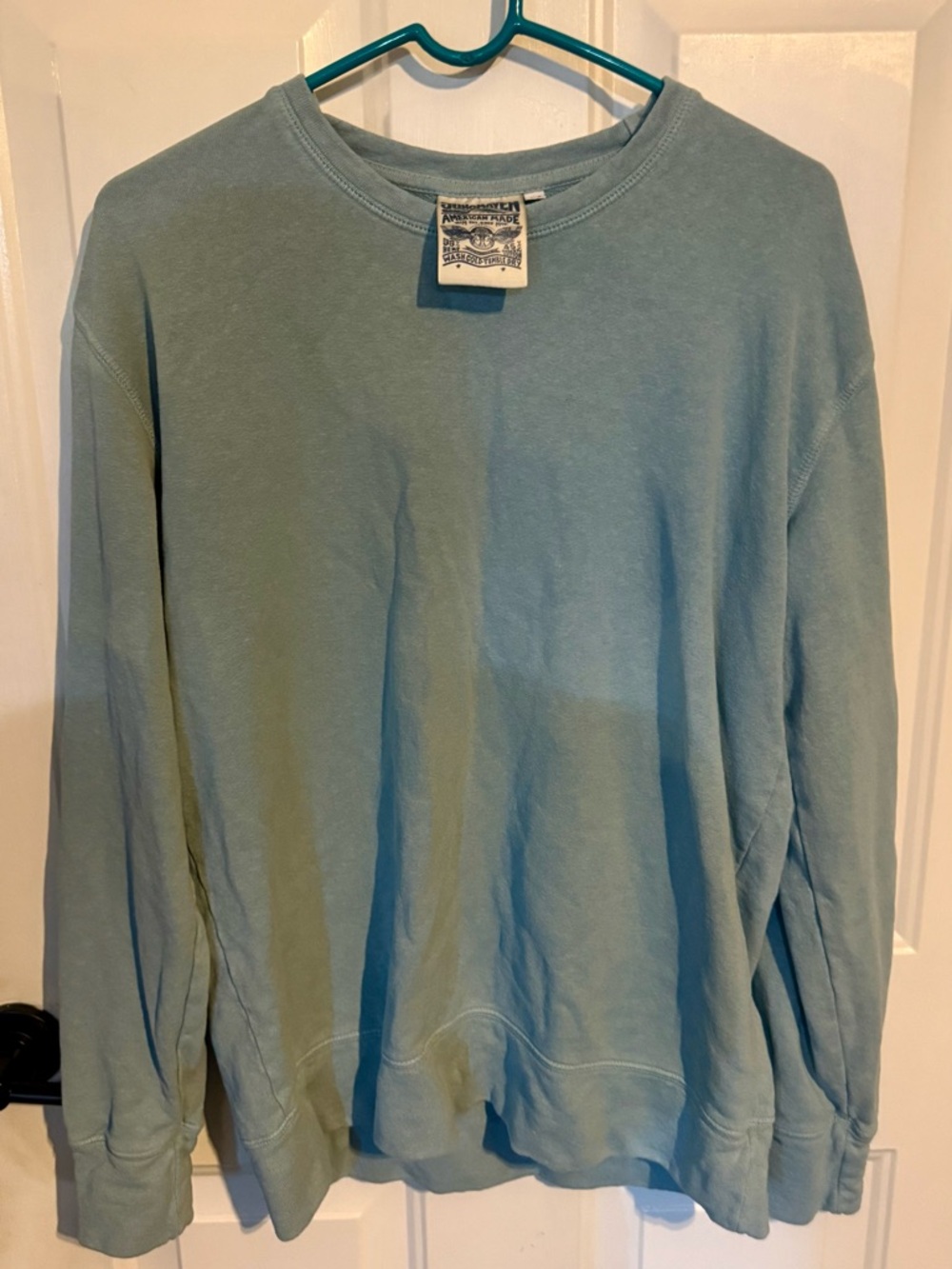 Jungmaven Men's Crewneck Sweater in Light Seafoam Green